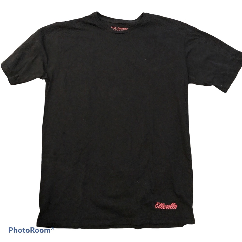 ELLE Clothing Short Sleeve T-Shir Logo Ellenelle Embroidered  / Black / Ml 2XL